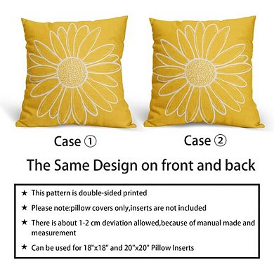 Spring Summer Daisy Pillow Covers Set of 2, Yellow Floral Farmhouse Decor