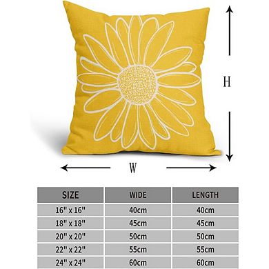Spring Summer Daisy Pillow Covers Set of 2, Yellow Floral Farmhouse Decor