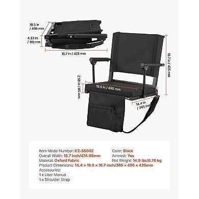 YIORTWO 2 Pack Stadium Seat Bleacher Chair with Armrests Cushion
