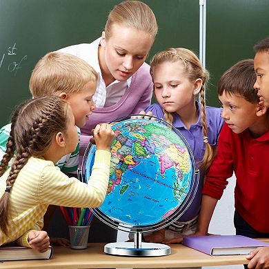 Illuminated Rotating World Globe 13 Inch LED Geographic Learning Globe