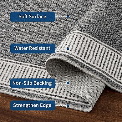 Washable Area Rugs Modern Print Distressed Rugs Soft LowPile with Rubber Backing