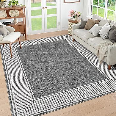 Washable Area Rugs Modern Print Distressed Rugs Soft LowPile with Rubber Backing