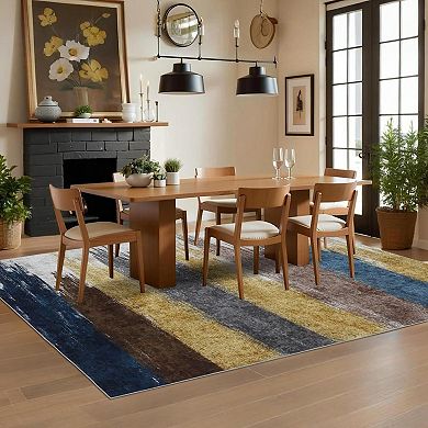 Washable Area Rugs Modern Print Distressed Rugs Soft LowPile with Rubber Backing