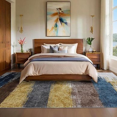 Washable Area Rugs Modern Print Distressed Rugs Soft LowPile with Rubber Backing