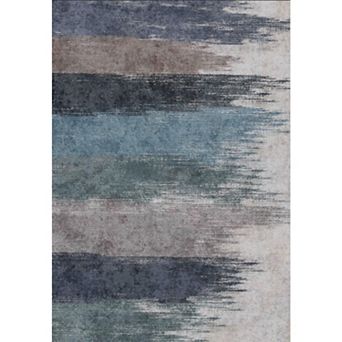 Washable Area Rugs Modern Print Distressed Rugs Soft LowPile with Rubber Backing
