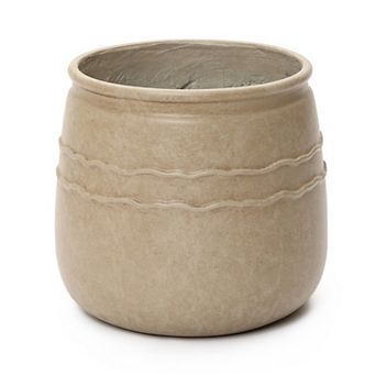 LuxenHome 14" Dia Rustic Brown Large Plant Pot with Drainage, Round Pot for Indoor and Outdoor