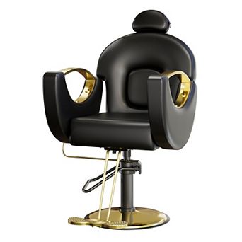 360° Swivel Barber Chair, Reclining Barber Salon Chair with Heavy Duty Hydraulic Pump