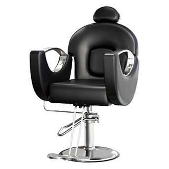 360° Swivel Barber Chair, Reclining Barber Salon Chair with Heavy Duty Hydraulic Pump