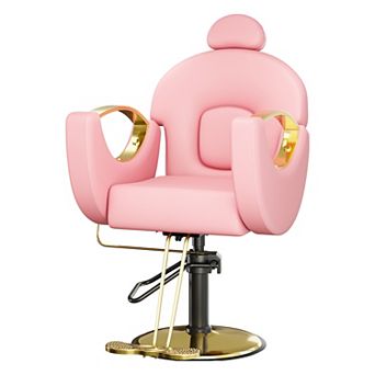 360° Swivel Barber Chair, Reclining Barber Salon Chair with Heavy Duty Hydraulic Pump
