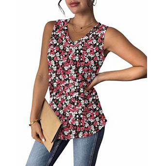 Zeagoo Women Eyelet Tank Tops Sleeveless Shirts V Neck Cute Summer Top Loose Fit Camisole