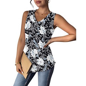 Zeagoo Women Eyelet Tank Tops Sleeveless Shirts V Neck Cute Summer Top Loose Fit Camisole