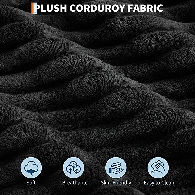 Oversized Corduroy Chaise Lounge Chair with Cup Holder & USB Charging Port, 54" Wide Plush Sofa
