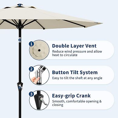 9FT Outdoor Table Umbrella with Smooth Crank Lift,without base