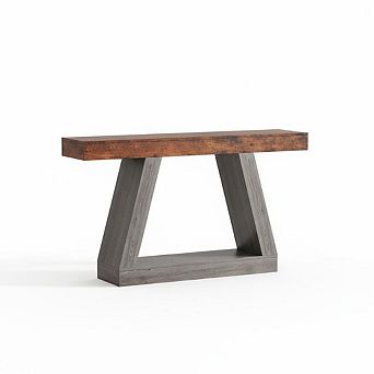55 Inch 2 tier Wooden Sofa Table with Open Storage Shelf