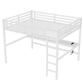 Loft Bed with Power Outlet and LED Light Space-Saving Noise Reduced