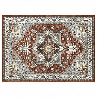 ANIXOL Vintage Persian Maple Printed Imitation Cashmere Rug, Machine Washable