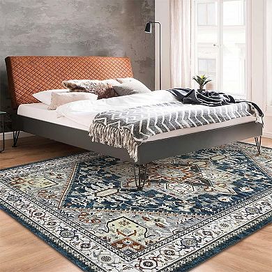 ANIXOL Vintage Persian Maple Printed Imitation Cashmere Rug, Machine Washable
