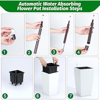 2pcs Planters,with Drainage Holes, Water Level Monitor, Inner Bucket,and Automatic Watering System