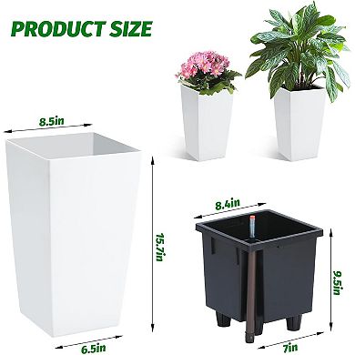 2pcs Planters,with Drainage Holes, Water Level Monitor, Inner Bucket,and Automatic Watering System