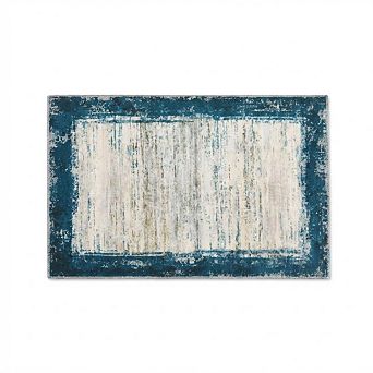 Washable Area Rug, Stain-Resistant Non-Slip Modern Geometric Bordered Rug for Living Room Farmhouse
