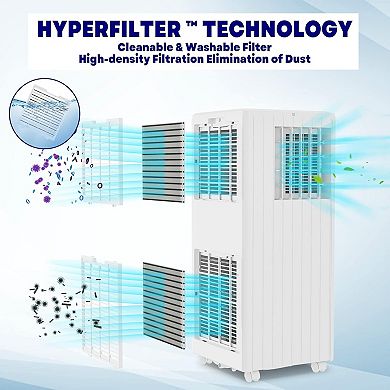 8000 BTU Portable Air Conditioner, 3-in-1 Compact Unit with Dehumidifier and Fan