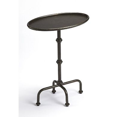 HomeRoots 26" Gray Aluminum Oval Pedestal End Table
