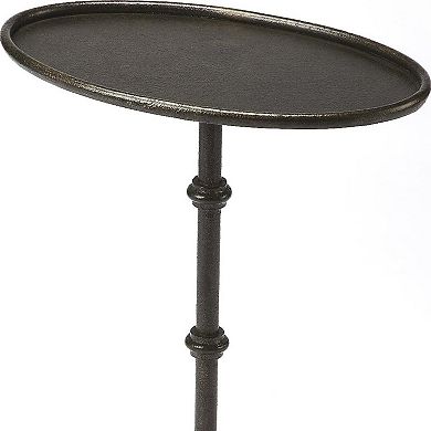 HomeRoots 26" Gray Aluminum Oval Pedestal End Table