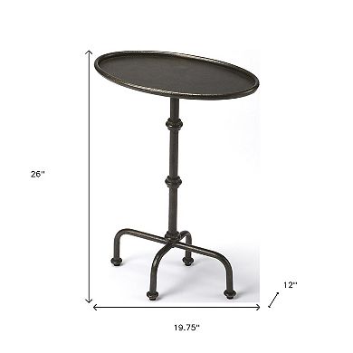 HomeRoots 26" Gray Aluminum Oval Pedestal End Table