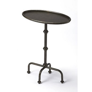 HomeRoots 26" Gray Aluminum Oval Pedestal End Table