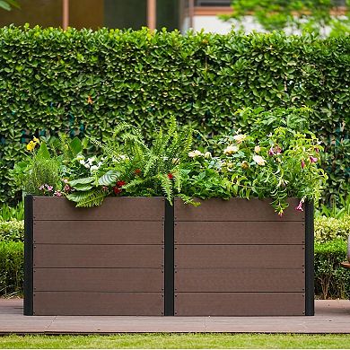 Wood Raised Garden Bed, 48x25x29 Inch Outdoor Rectangle Planter Box with Bottom