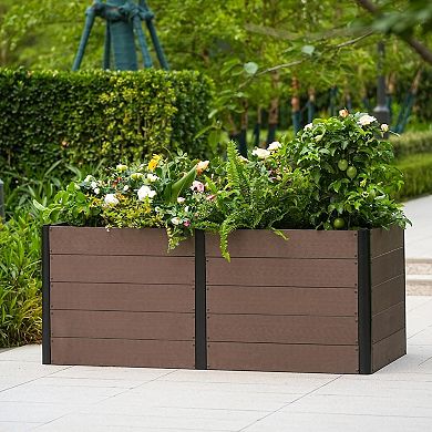 Wood Raised Garden Bed, 48x25x29 Inch Outdoor Rectangle Planter Box with Bottom