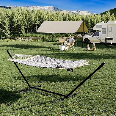 2-Person Hammock with Stand, UV-Resistant Fabric Portable Hammock, 450lb for Patio Camping