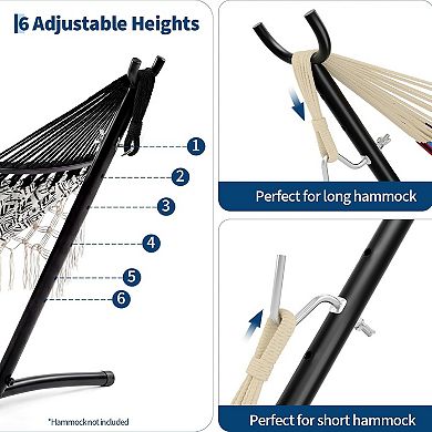 9FT Steel Hammock Stand, 450lb Adjustable Outdoor Hammock Frame for Patio Yard Garden