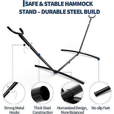 9FT Steel Hammock Stand, 450lb Adjustable Outdoor Hammock Frame for Patio Yard Garden