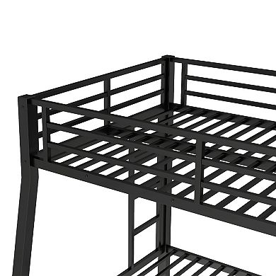 Metal Full XL over Queen Bunk Bed Space Saving Noise Reduced No Box Spring Needed Black