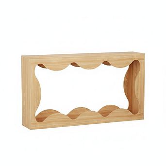 63" Rustic Scalloped Entryway Console Table with Storage for Behind Couch