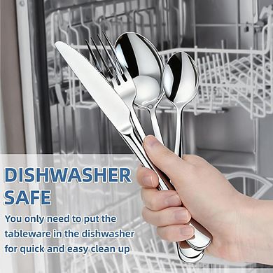 Stainless Steel Flatware Set for 4, 20-Piece Mirror Polished, Dishwasher Safe