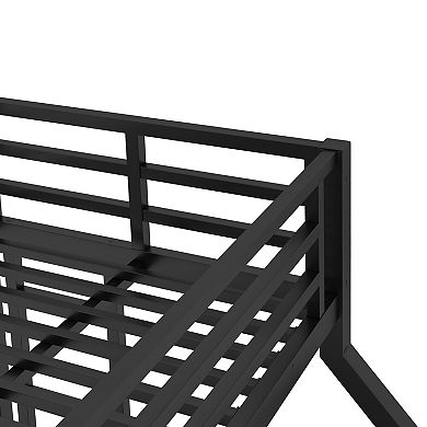 Metal Twin XL over Queen Bunk Bed Space Saving Noise Reduced No Box Spring Needed Black