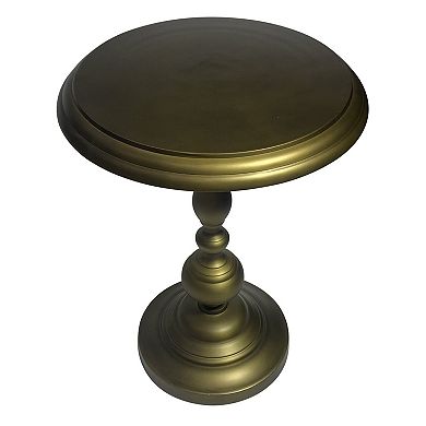 HomeRoots 24" Brass Aluminum Round Pedestal End Table