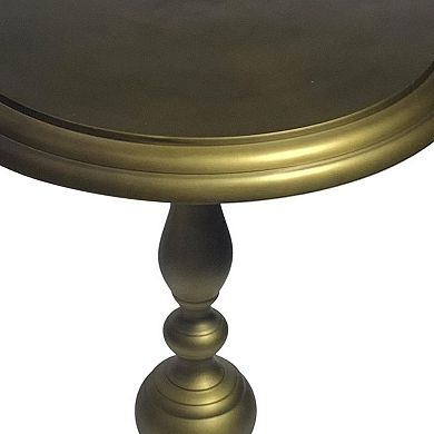 HomeRoots 24" Brass Aluminum Round Pedestal End Table