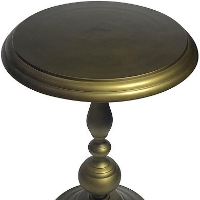 HomeRoots 24" Brass Aluminum Round Pedestal End Table