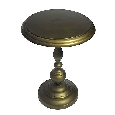 HomeRoots 24" Brass Aluminum Round Pedestal End Table