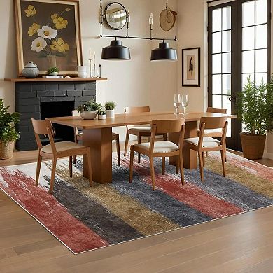 Washable Area Rugs Modern Print Distressed Rugs Soft LowPile with Rubber Backing