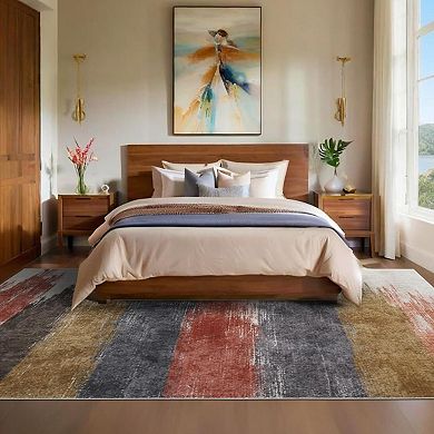Washable Area Rugs Modern Print Distressed Rugs Soft LowPile with Rubber Backing