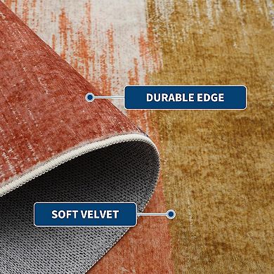 Washable Area Rugs Modern Print Distressed Rugs Soft LowPile with Rubber Backing