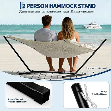 12FT Steel Hammock Stand, 450lb Portable 2-Person Hammock Frame for Patio Backyard