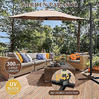 10Ft Patio Umbrella 360 Degree Rotation with Base Included