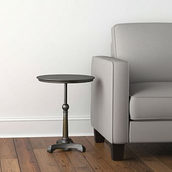 HomeRoots 30" Brown Iron Round Pedestal End Table