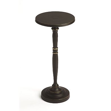 HomeRoots 22" Black Aluminum Round Drink Size Pedestal End Table