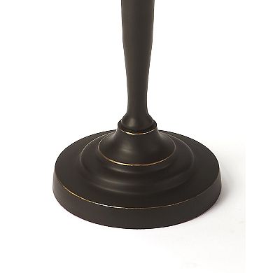 HomeRoots 22" Black Aluminum Round Drink Size Pedestal End Table